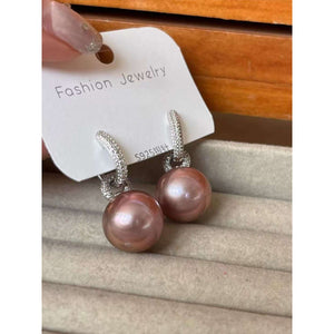 High-Quality 16mm Natural Freshwater Purple Pearl Earrings