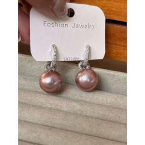 High-Quality 16mm Natural Freshwater Purple Pearl Earrings