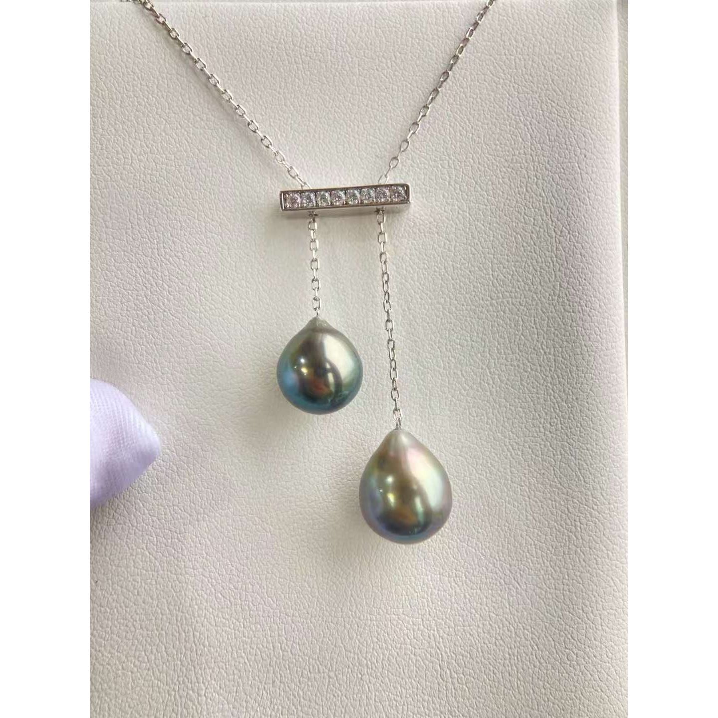 Twin Tahitian Teardrop Necklace