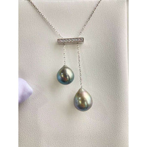 Twin Tahitian Teardrop Necklace