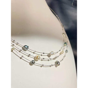 Three-Layer Multicolor Keshi Pearl Necklace