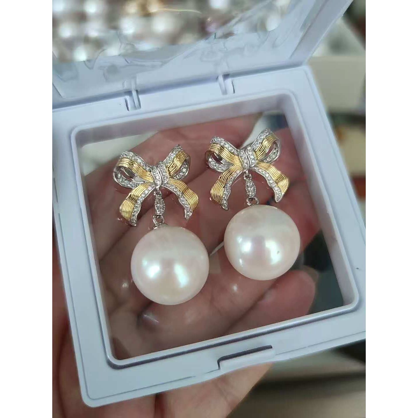17mm Natural Freshwater "Dragon Pearl" Earrings