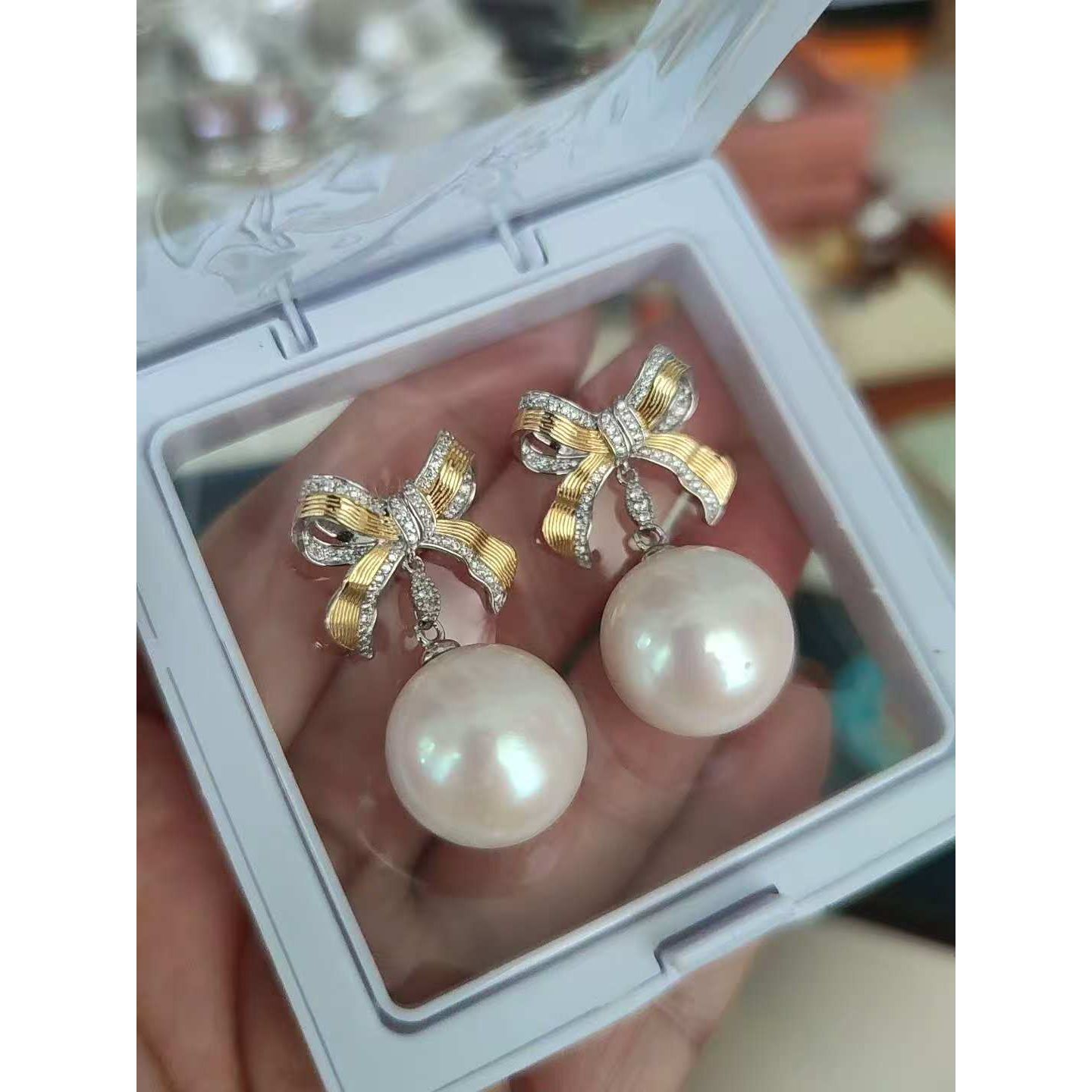 17mm Natural Freshwater "Dragon Pearl" Earrings