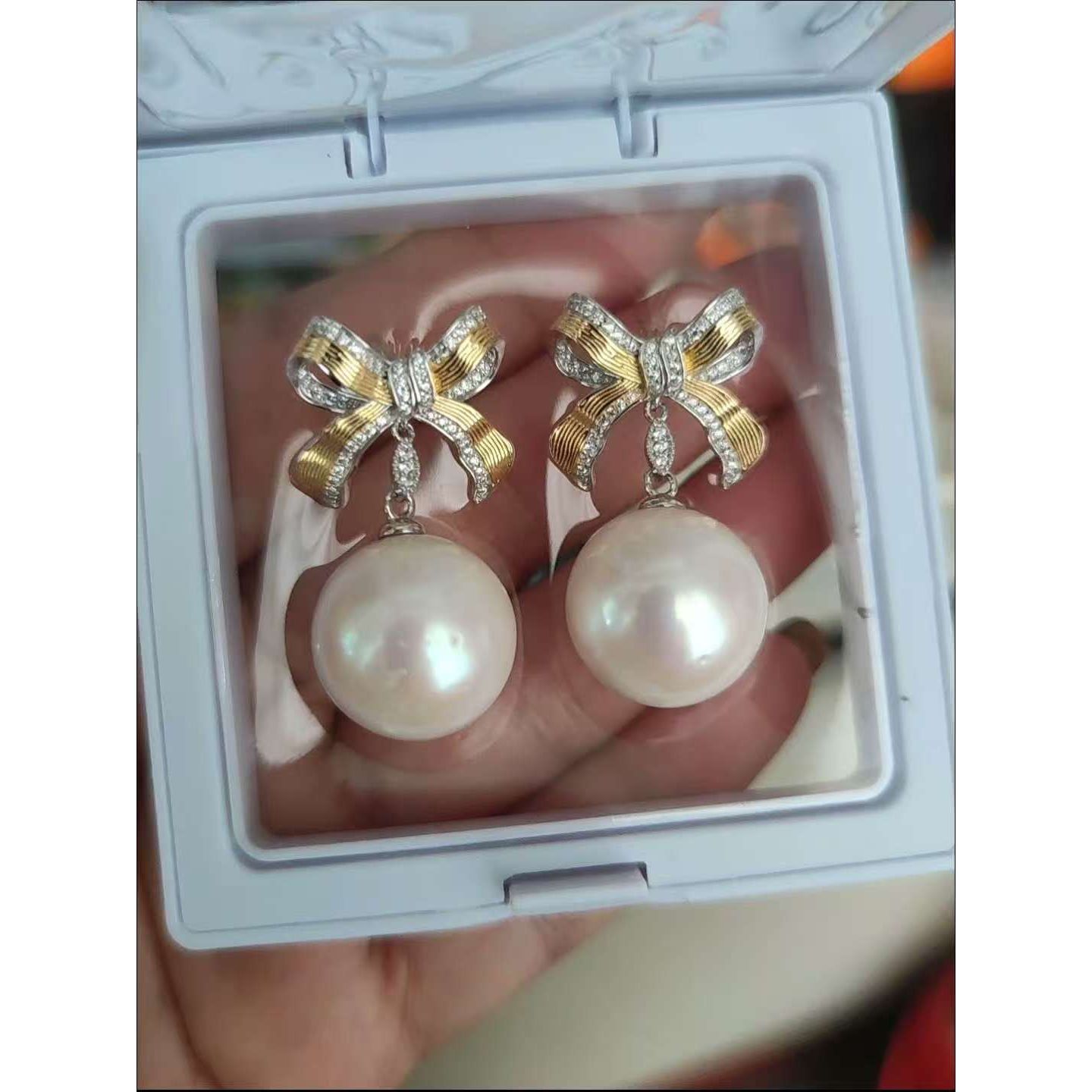 17mm Natural Freshwater "Dragon Pearl" Earrings