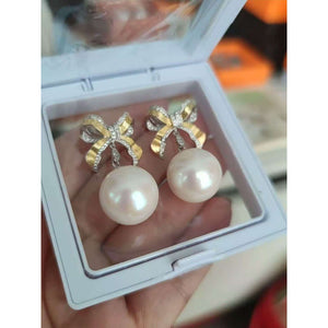 17mm Natural Freshwater "Dragon Pearl" Earrings