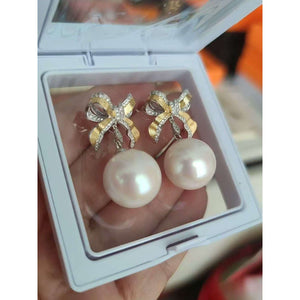 17mm Natural Freshwater "Dragon Pearl" Earrings