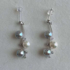 Blue Akoya &amp; Freshwater Pearl Earrings