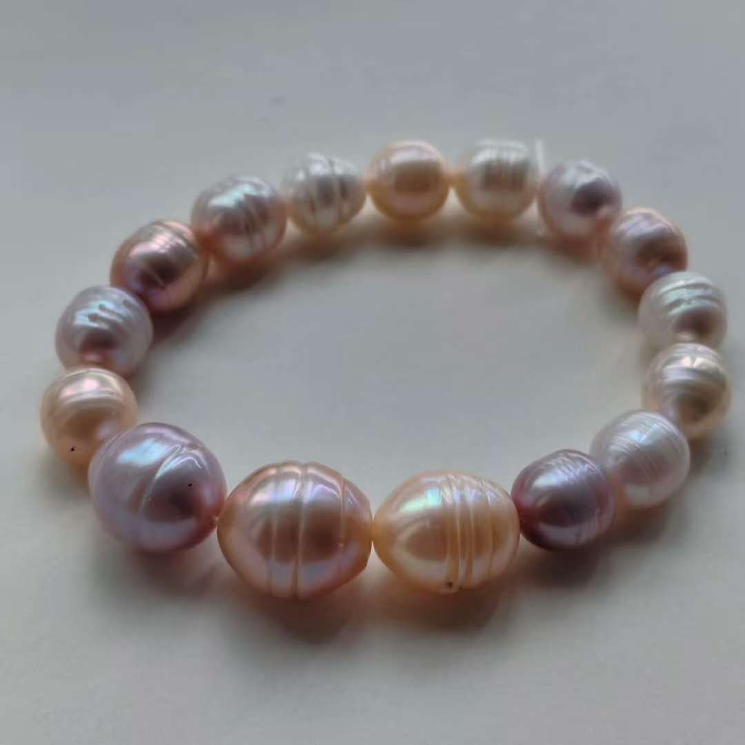 S116 Camaleón cultivado perla barroca de agua dulce (7 mm), conjunto de pulseras elásticas