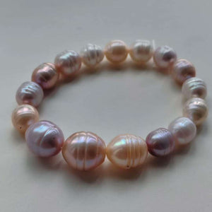 S116 Camaleón cultivado perla barroca de agua dulce (7 mm), conjunto de pulseras elásticas
