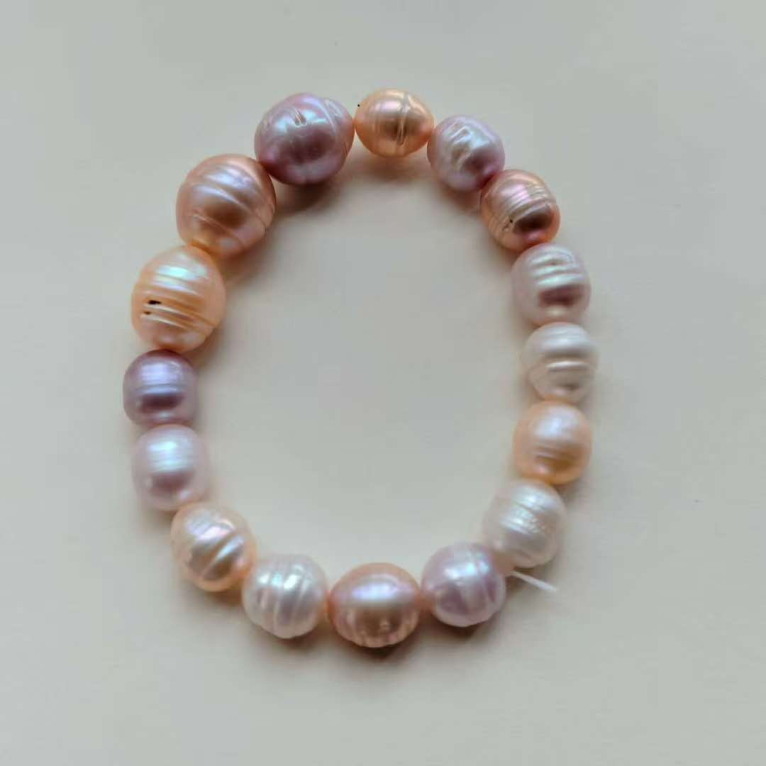 S116 Camaleón cultivado perla barroca de agua dulce (7 mm), conjunto de pulseras elásticas