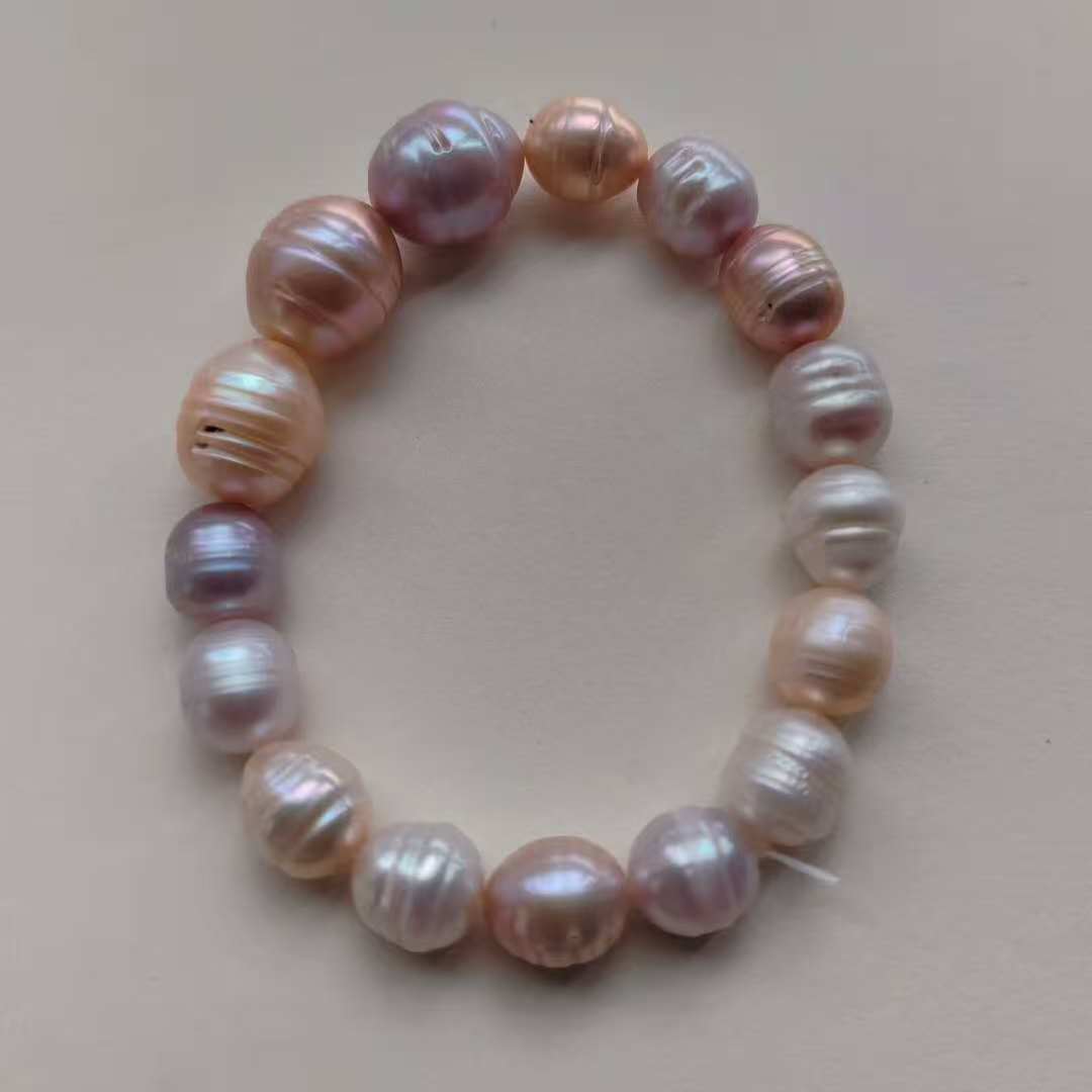 S116 Camaleón cultivado perla barroca de agua dulce (7 mm), conjunto de pulseras elásticas