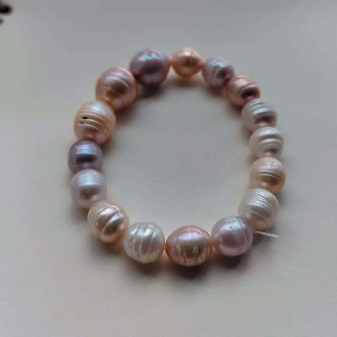 S116 Camaleón cultivado perla barroca de agua dulce (7 mm), conjunto de pulseras elásticas