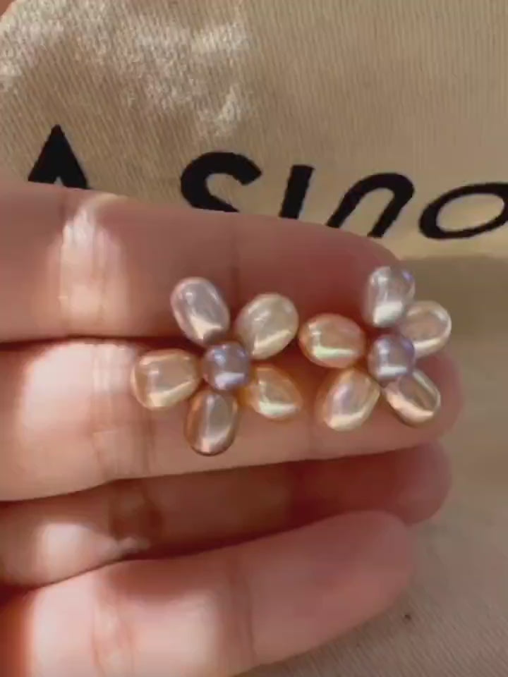 Aurora Freshwater Pearl Flower Earrings