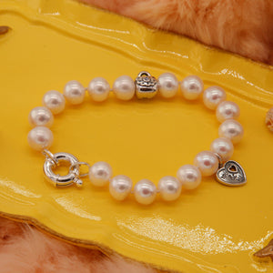 Pearl Bracelet with 925 Sterling Silver Charms