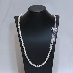 Crystal Bowknot Pearl Necklace