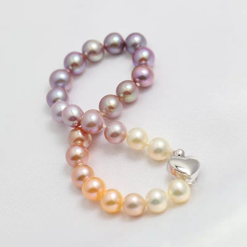S116 Camaleão Cultivado Pérola Barroca de Água Doce (7mm), Conjunto de Pulseiras de Estiramento