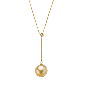 Y-Shape South Sea Golden Pearl Chain Necklace