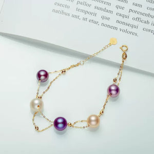 Classique Collier de Perles et Bracelet Violet