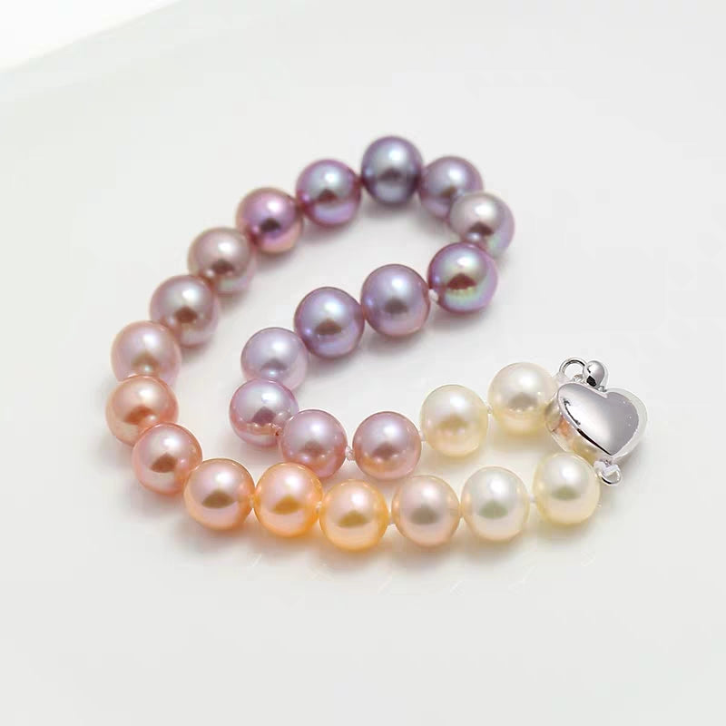 S116 Camaleão Cultivado Pérola Barroca de Água Doce (7mm), Conjunto de Pulseiras de Estiramento