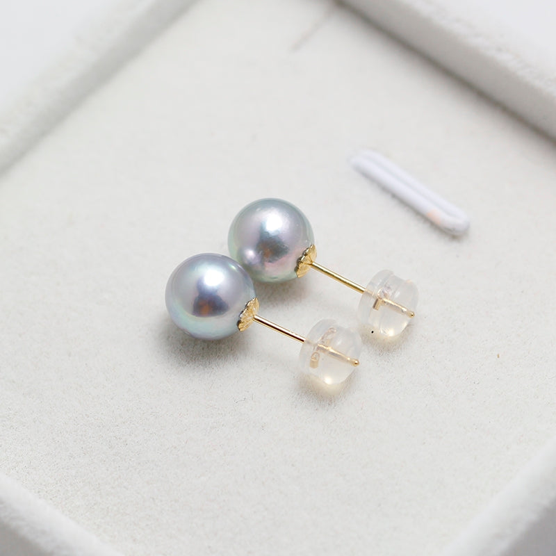 Blue Akoya Stud Earrings