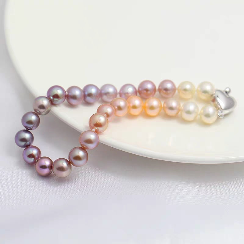 S116 Camaleão Cultivado Pérola Barroca de Água Doce (7mm), Conjunto de Pulseiras de Estiramento
