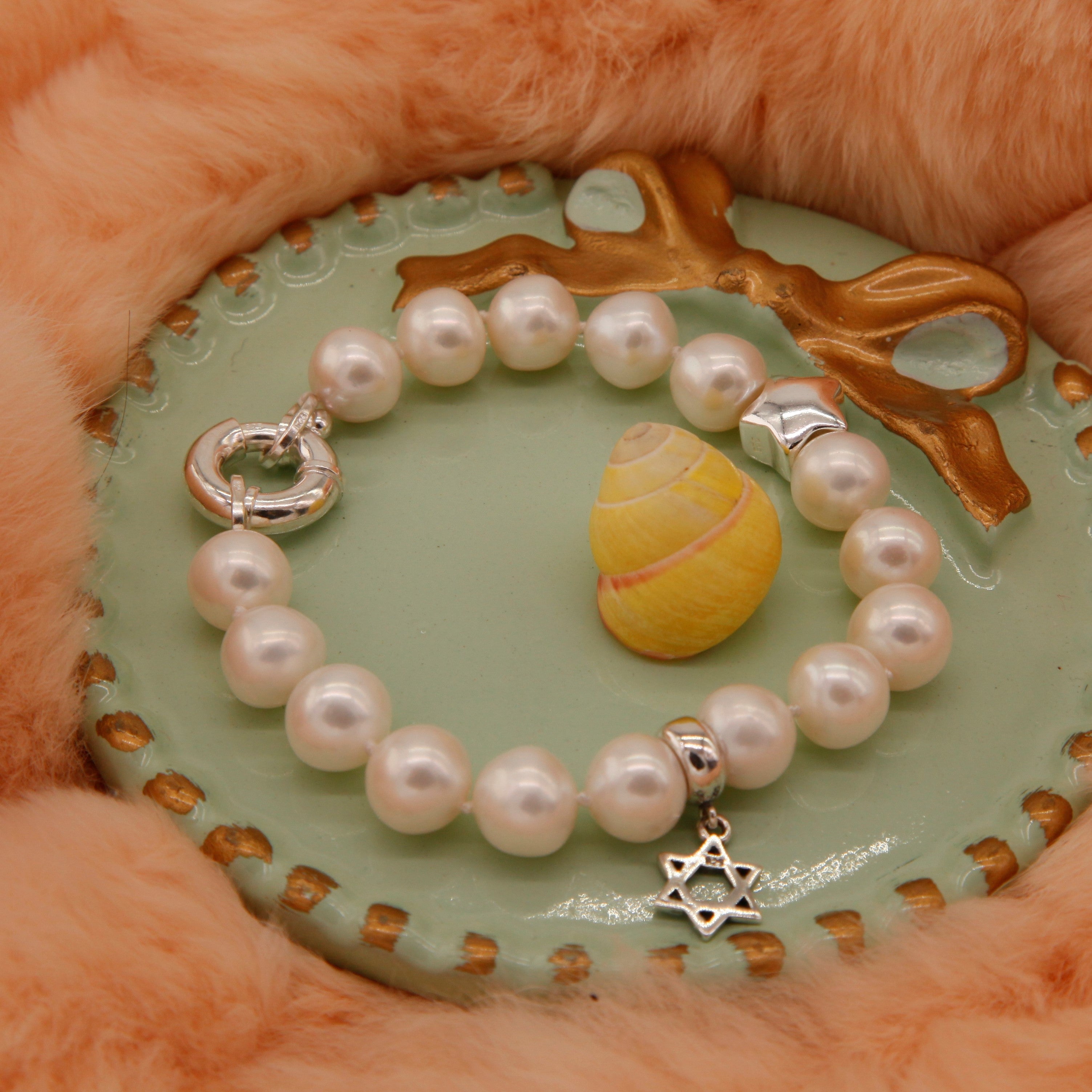 Pulsera de Pearl con 925 encantos de la plata de ley （ 请设置为 16个Variant， 