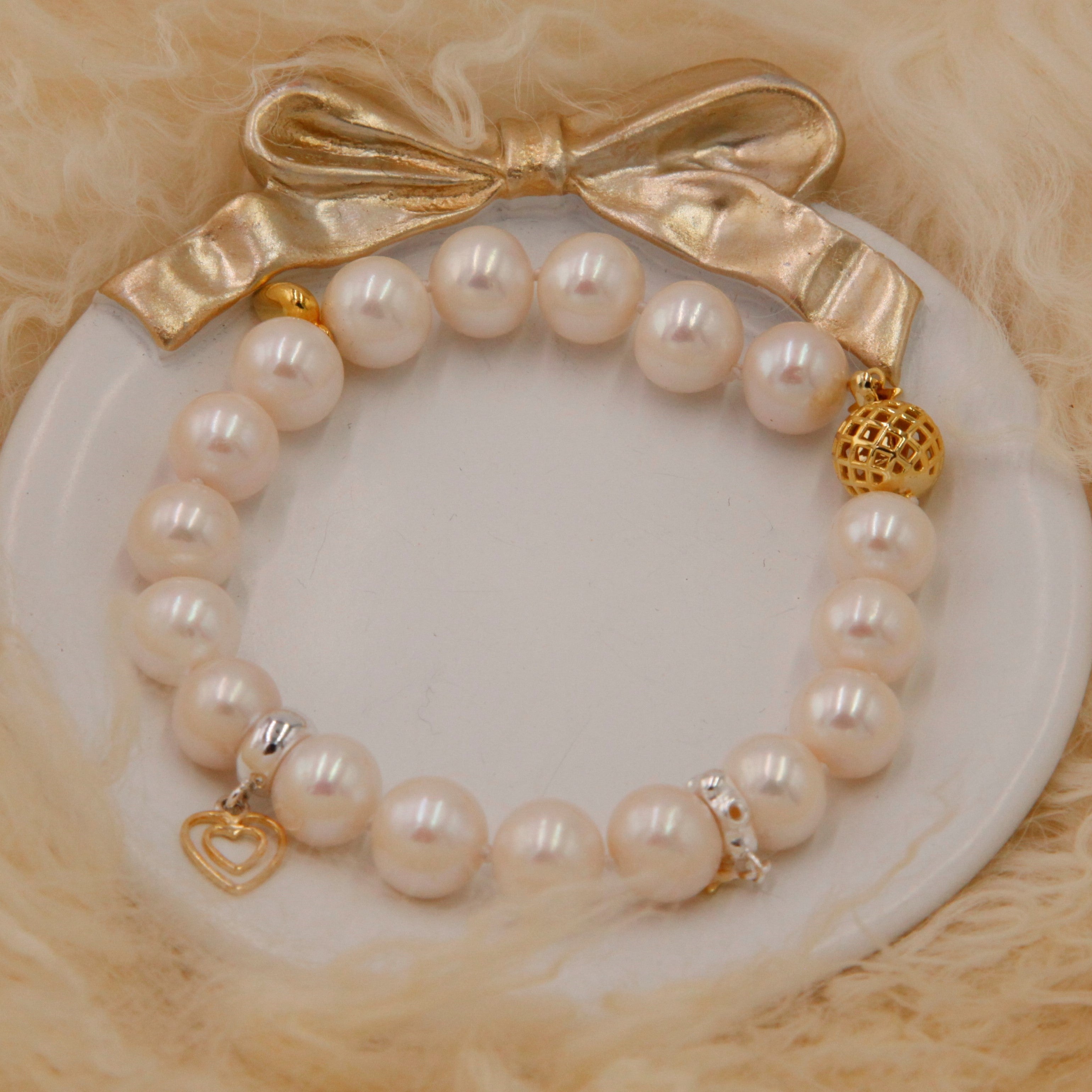 Pearl Bracelet with 925 Sterling Silver Charms