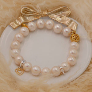 Pearl Bracelet with 925 Sterling Silver Charms