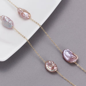 Purple Pearl Chain Necklace