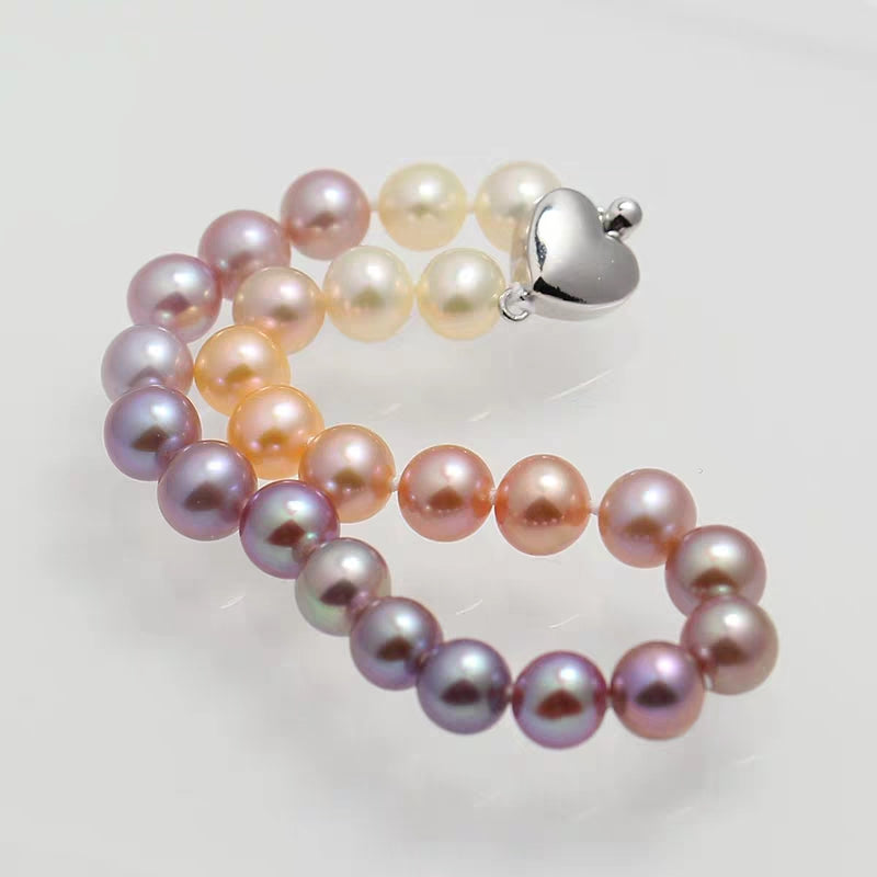 S116 Camaleão Cultivado Pérola Barroca de Água Doce (7mm), Conjunto de Pulseiras de Estiramento