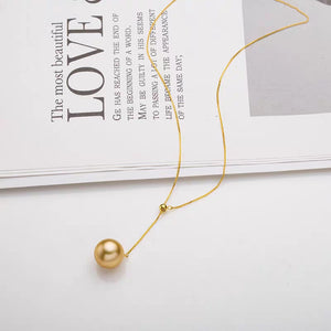 Y-Shape South Sea Golden Pearl Chain Necklace