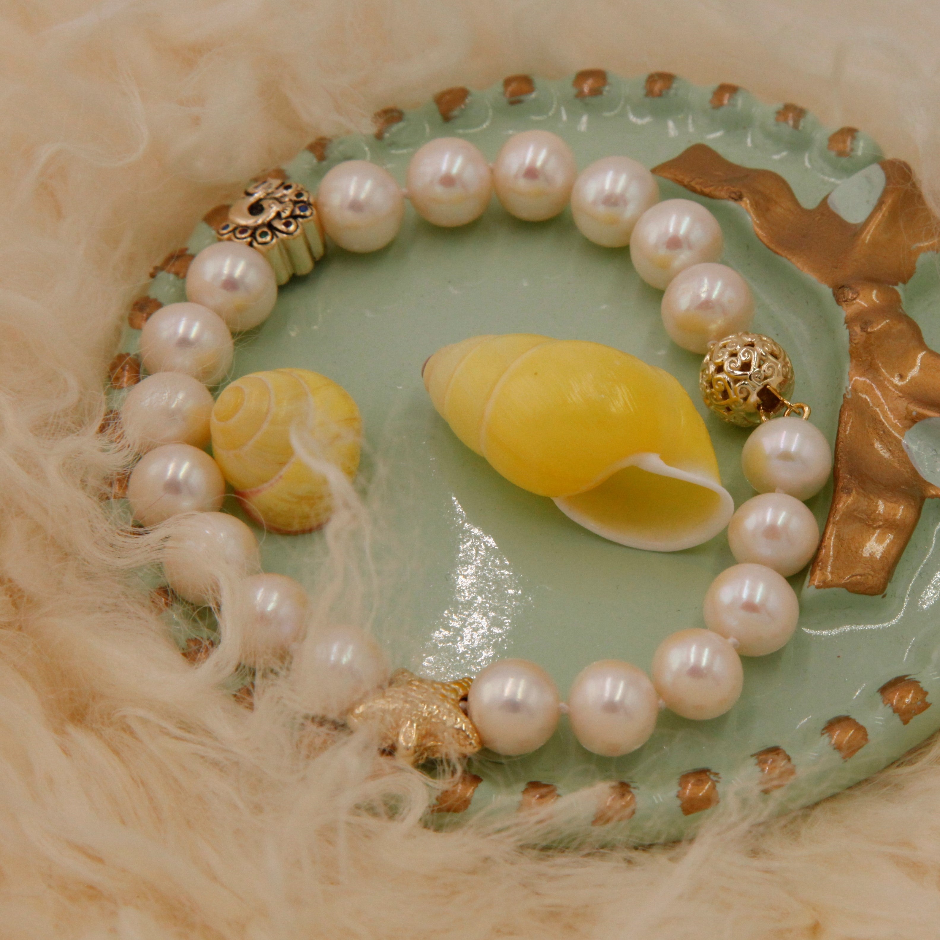 Pulsera de Pearl con 925 encantos de la plata de ley （ 请设置为 16个Variant， 