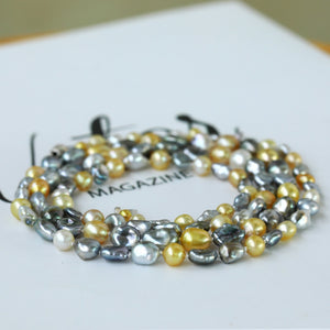 Collar clásico de perla y conjunto de pulsera- púrpura