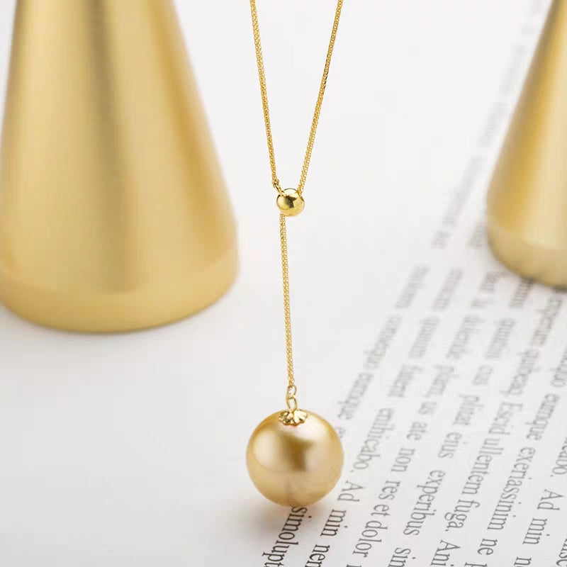 Y-Shape South Sea Golden Pearl Chain Necklace