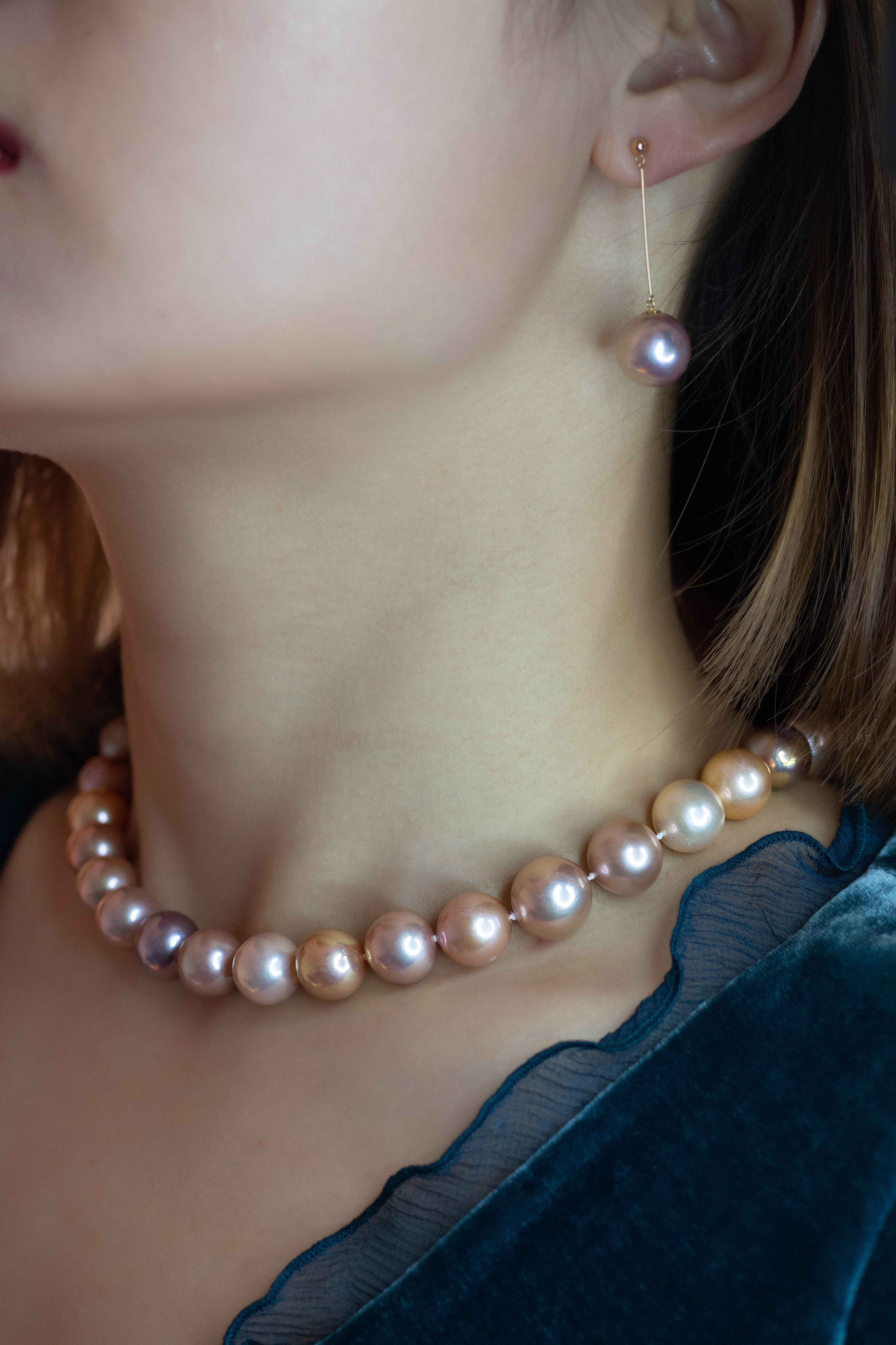 Classique Collier de Perles et Bracelet Violet
