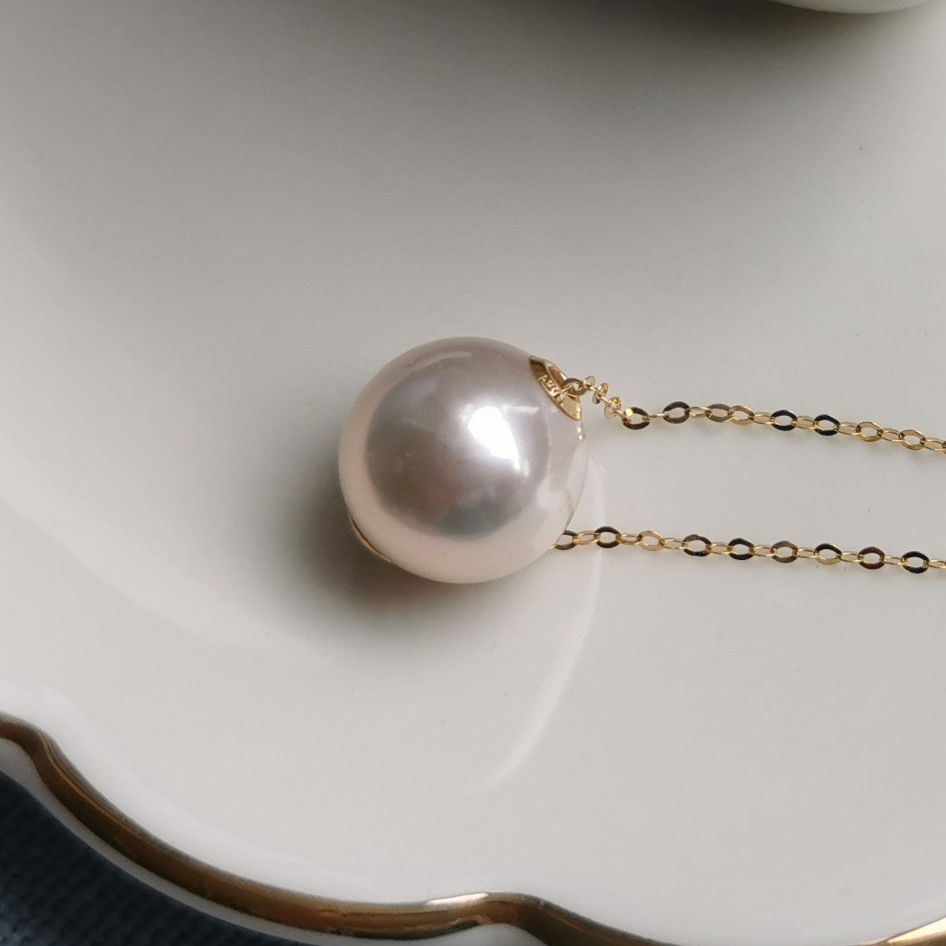 Tour de cou en cuir avec pendentif perle