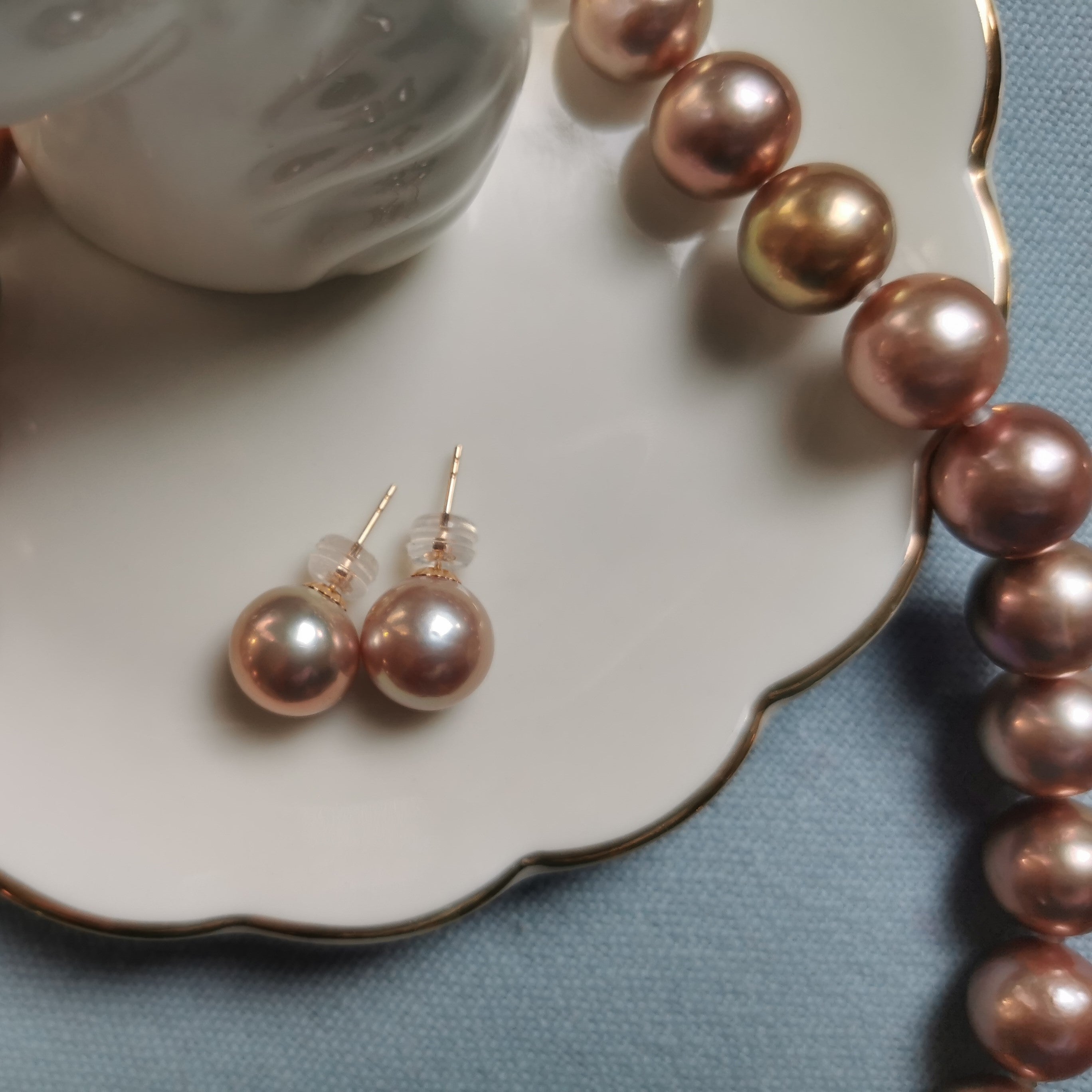 Classique Collier de Perles et Bracelet Violet
