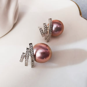 Conjunto de colar e pulseira de pérolas clássicas - roxo