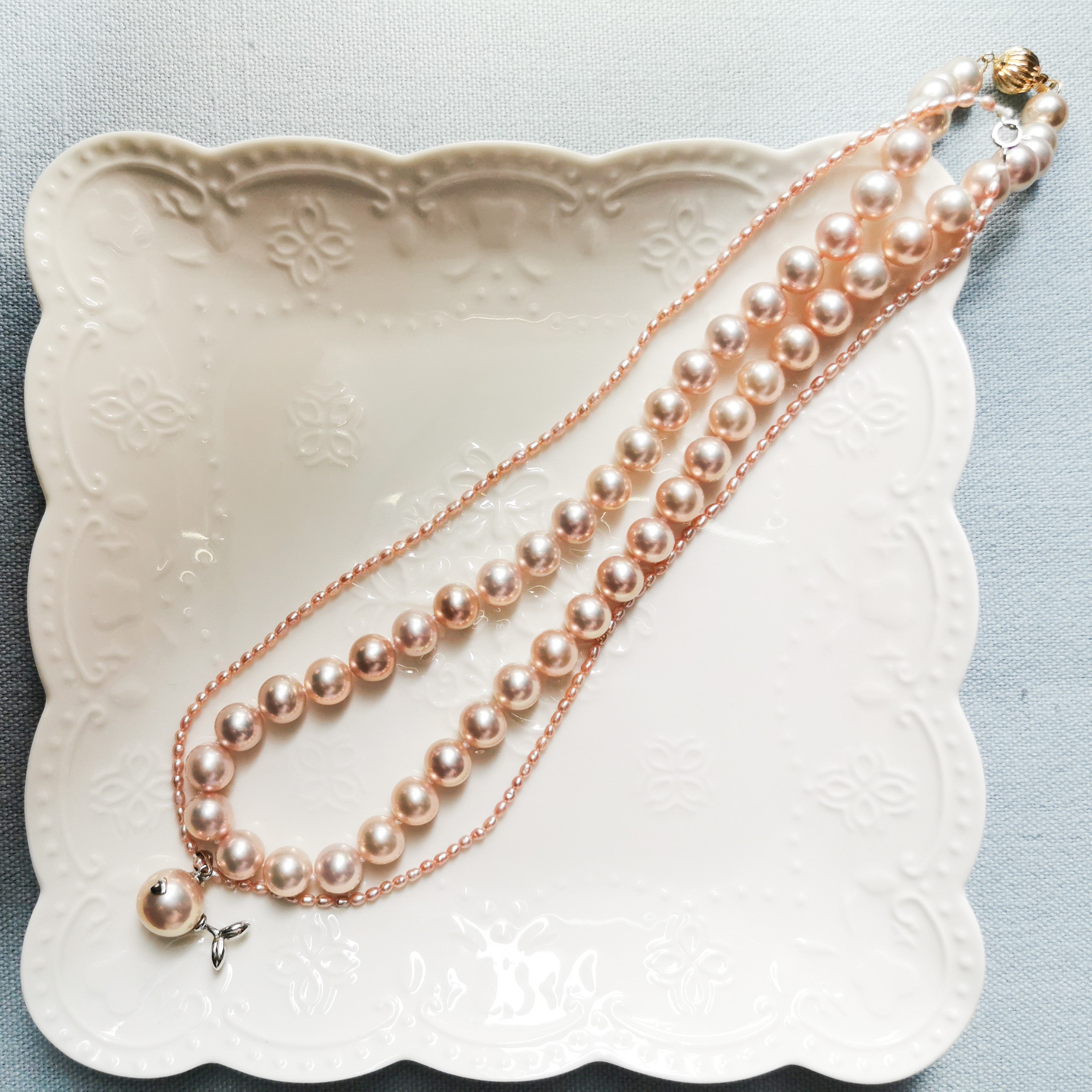 Salmon Pink Necklace & Earring Set