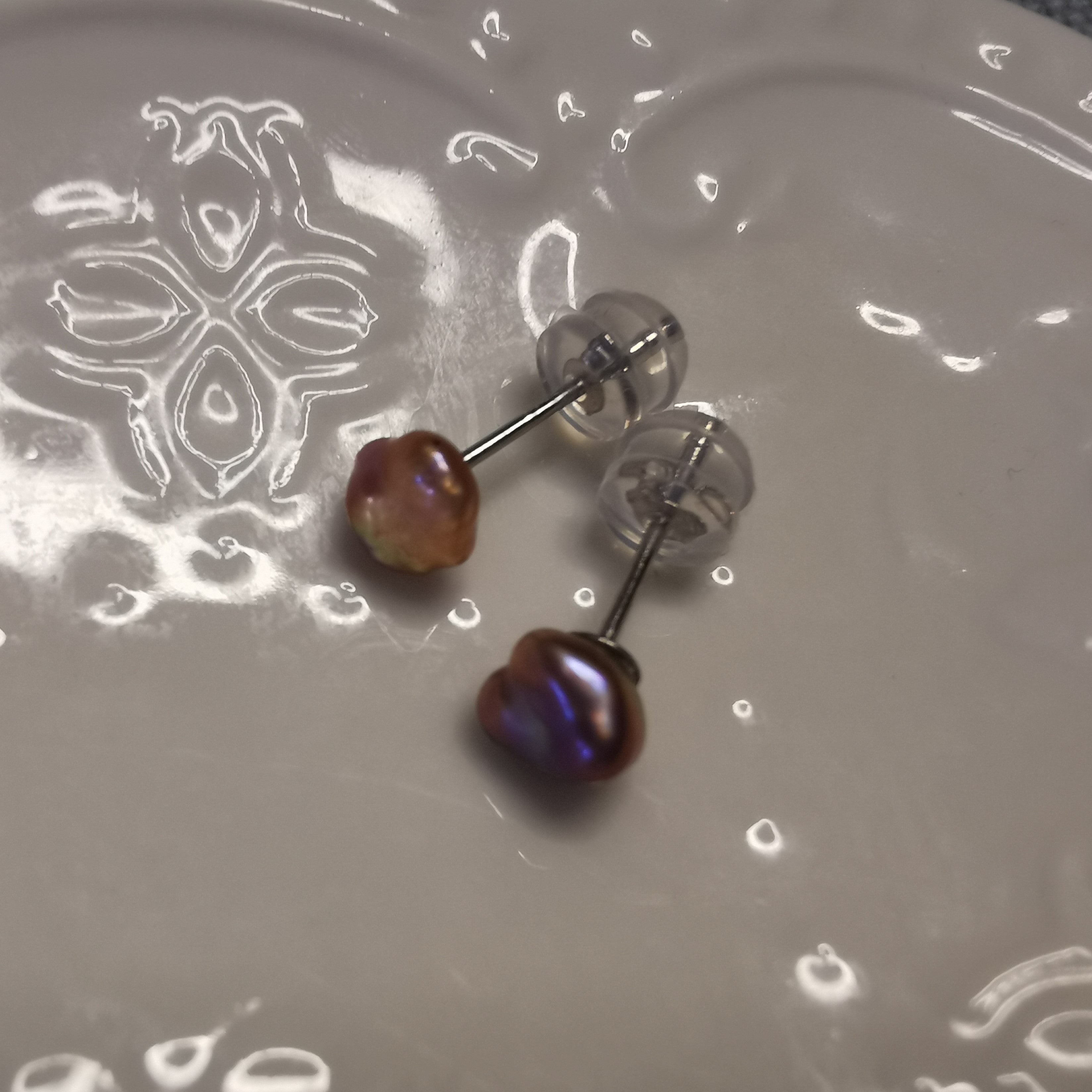 Rainbow Keshi Stud Earrings