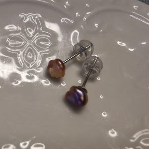 Rainbow Keshi Stud Earrings