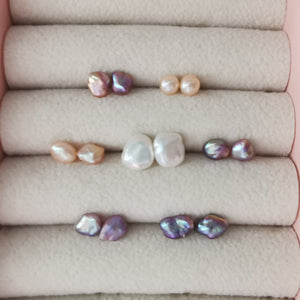 Rainbow Keshi Stud Earrings