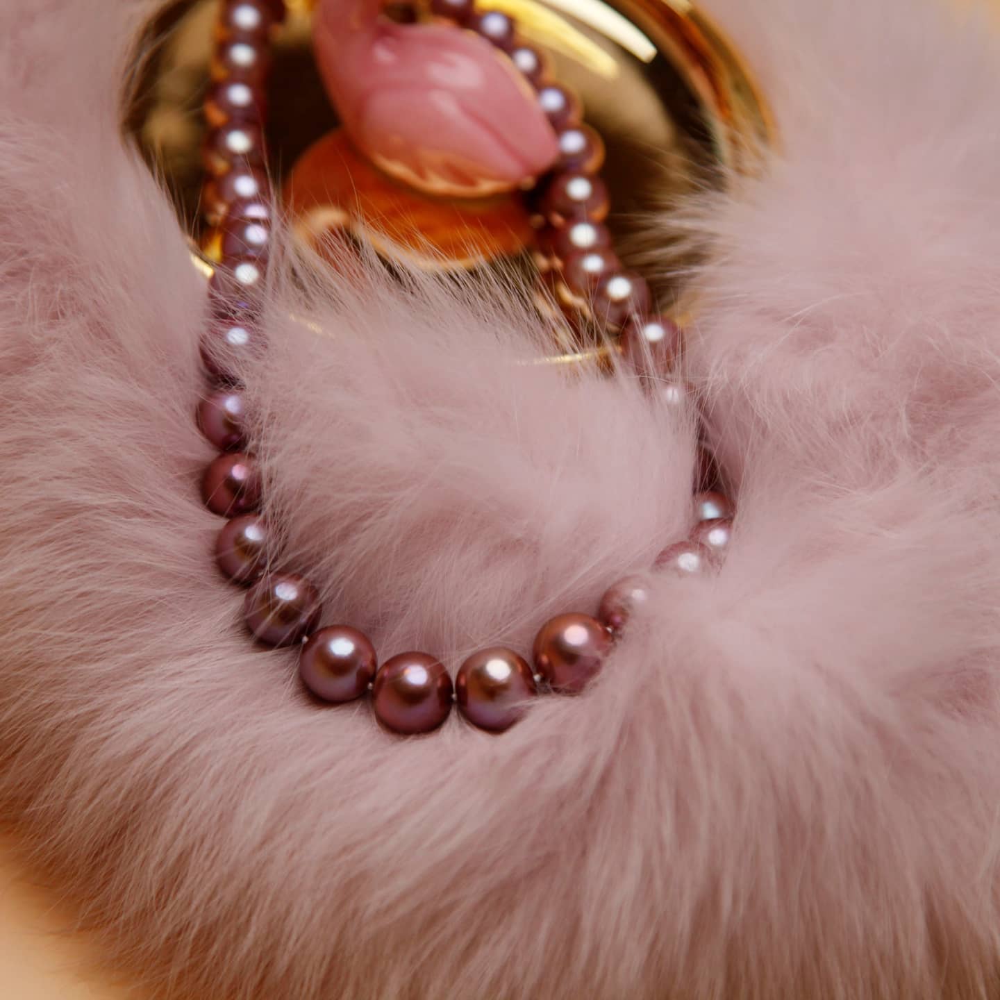 Collar clásico de perla y conjunto de pulsera- púrpura