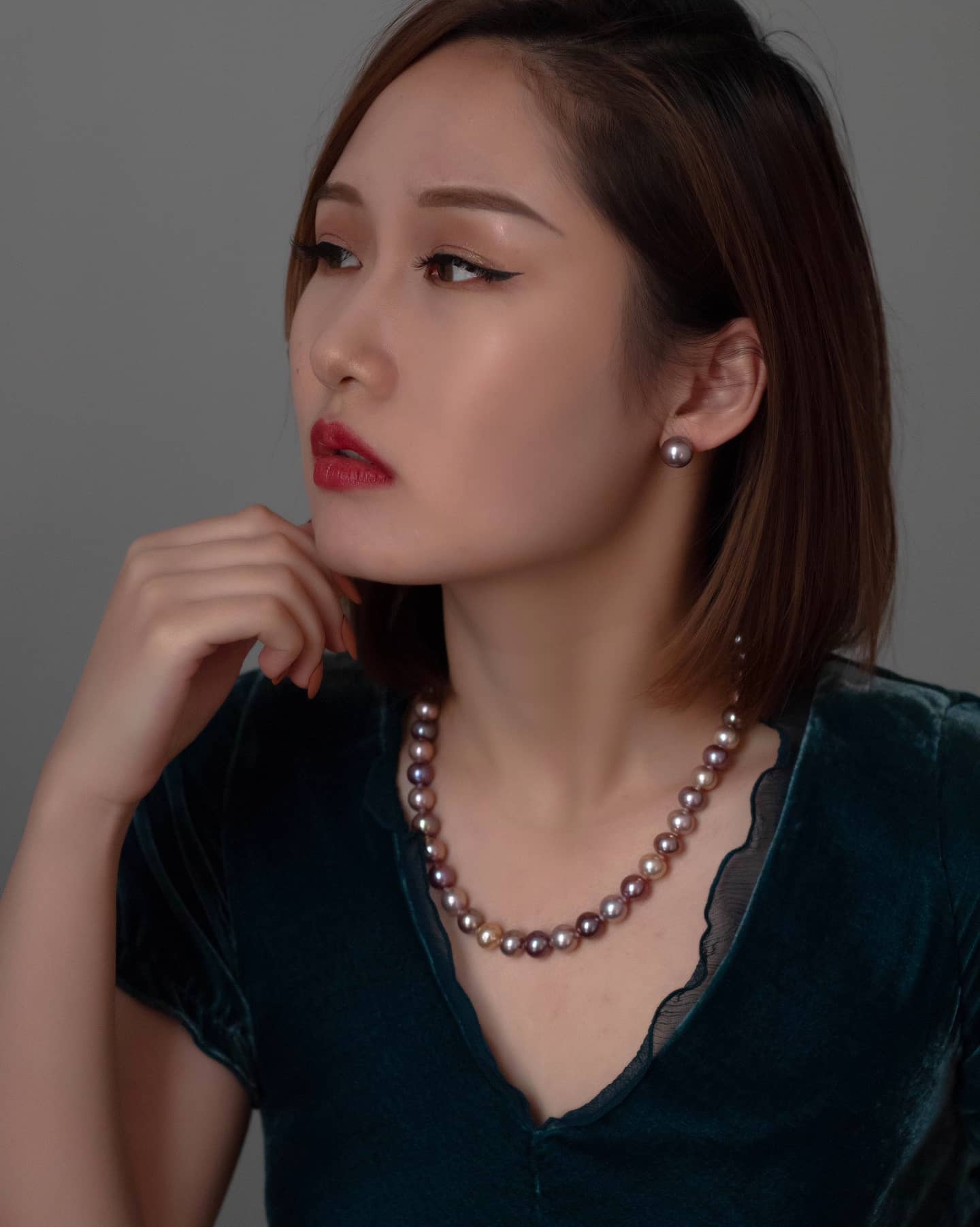 Edison Pearl Stud Earrings and Necklace Set