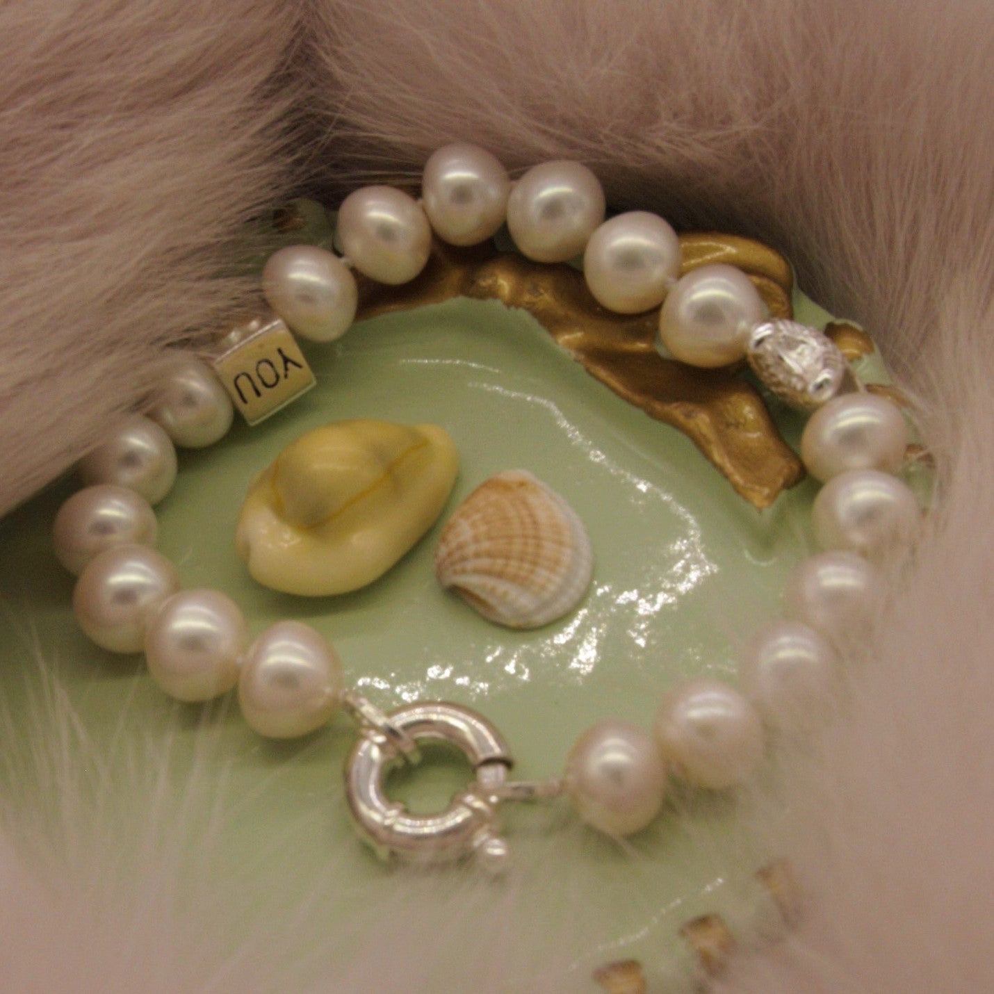 Pulsera de Pearl con 925 encantos de la plata de ley （ 请设置为 16个Variant， 