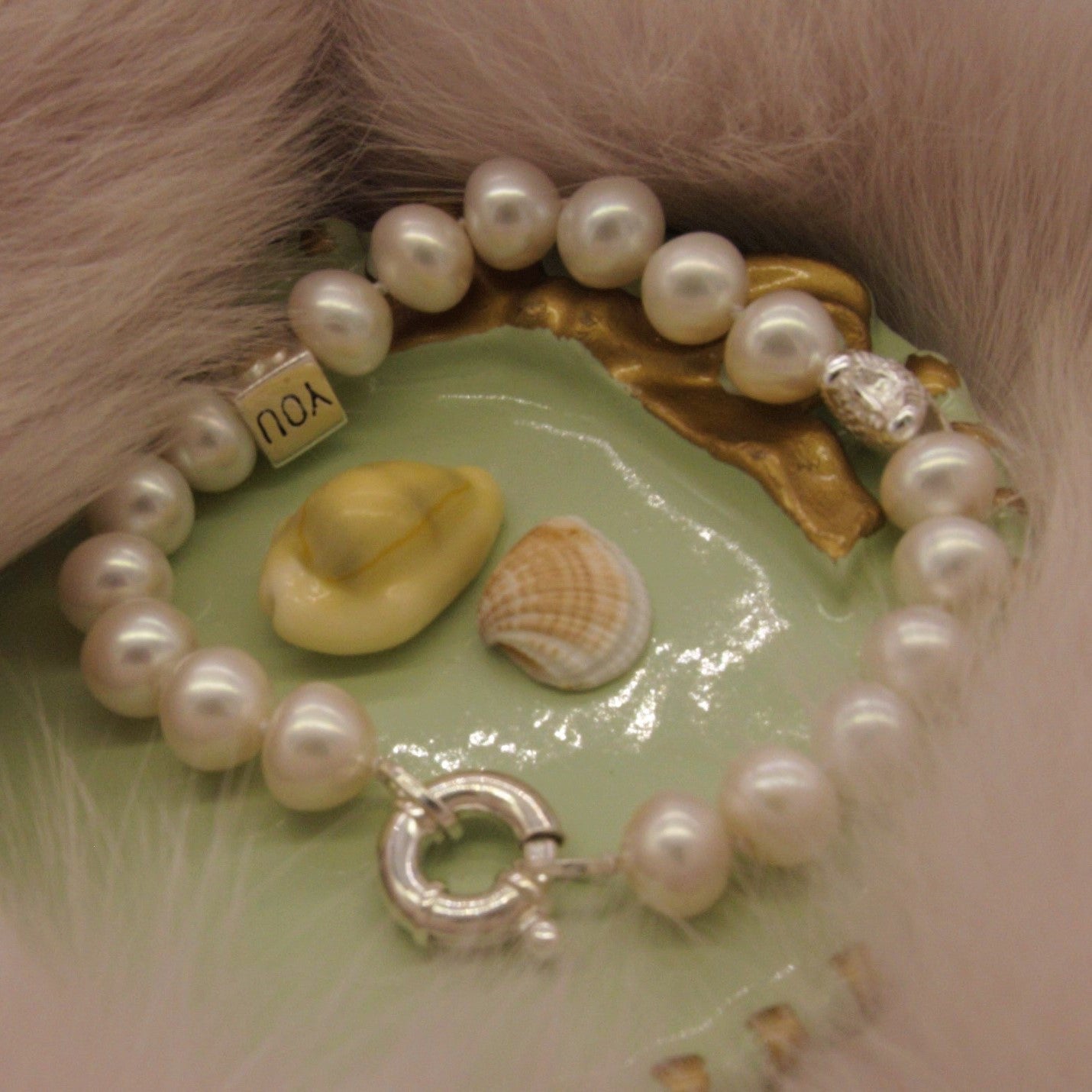 Pearl Bracelet with 925 Sterling Silver Charms