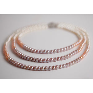 Triple Strand Candy Gradual Change Color Pearl Necklace