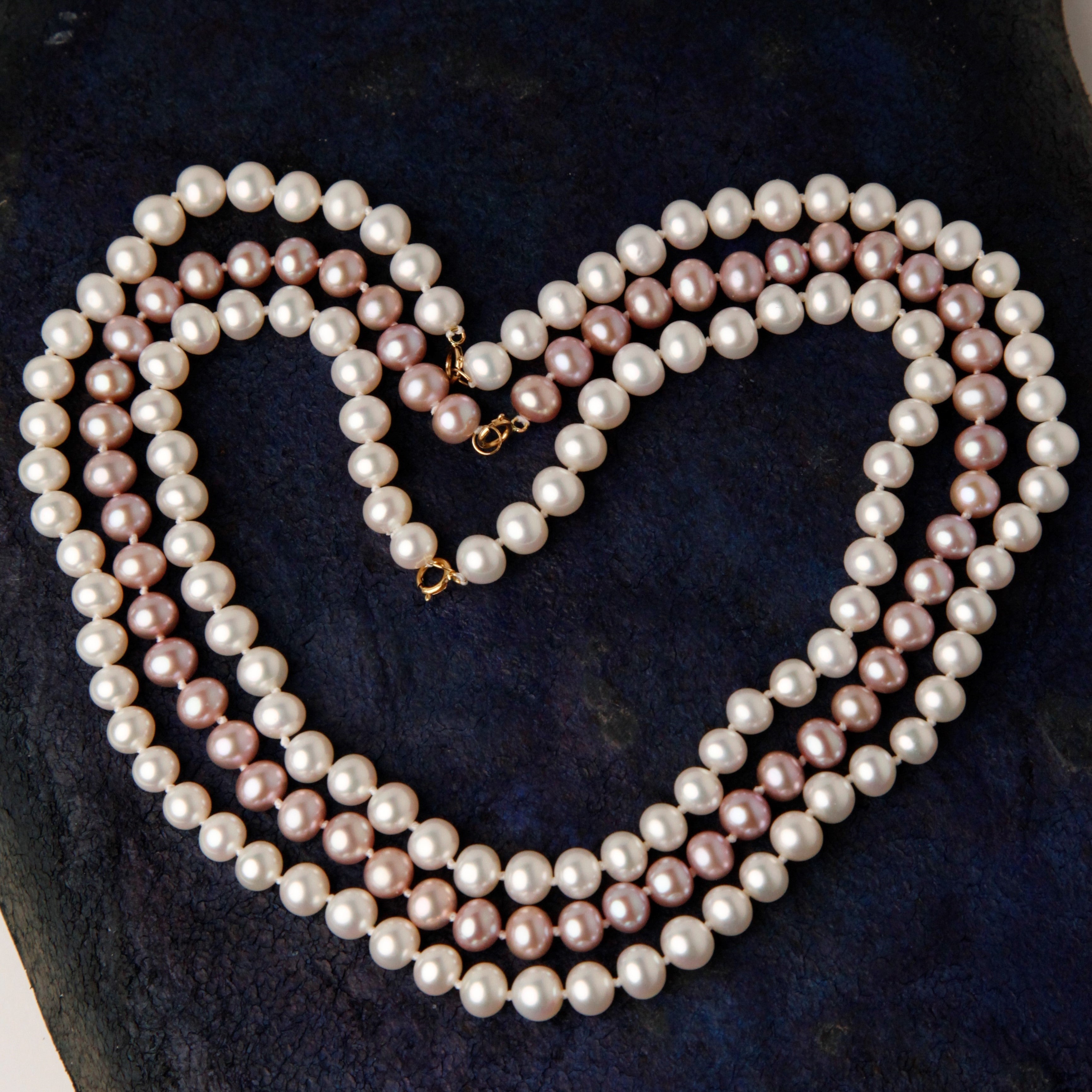 Classic Pearl Necklace & Bracelet Set- Purple