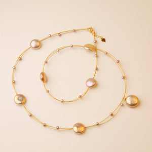 Coin Shape Baroque Pearl Necklace