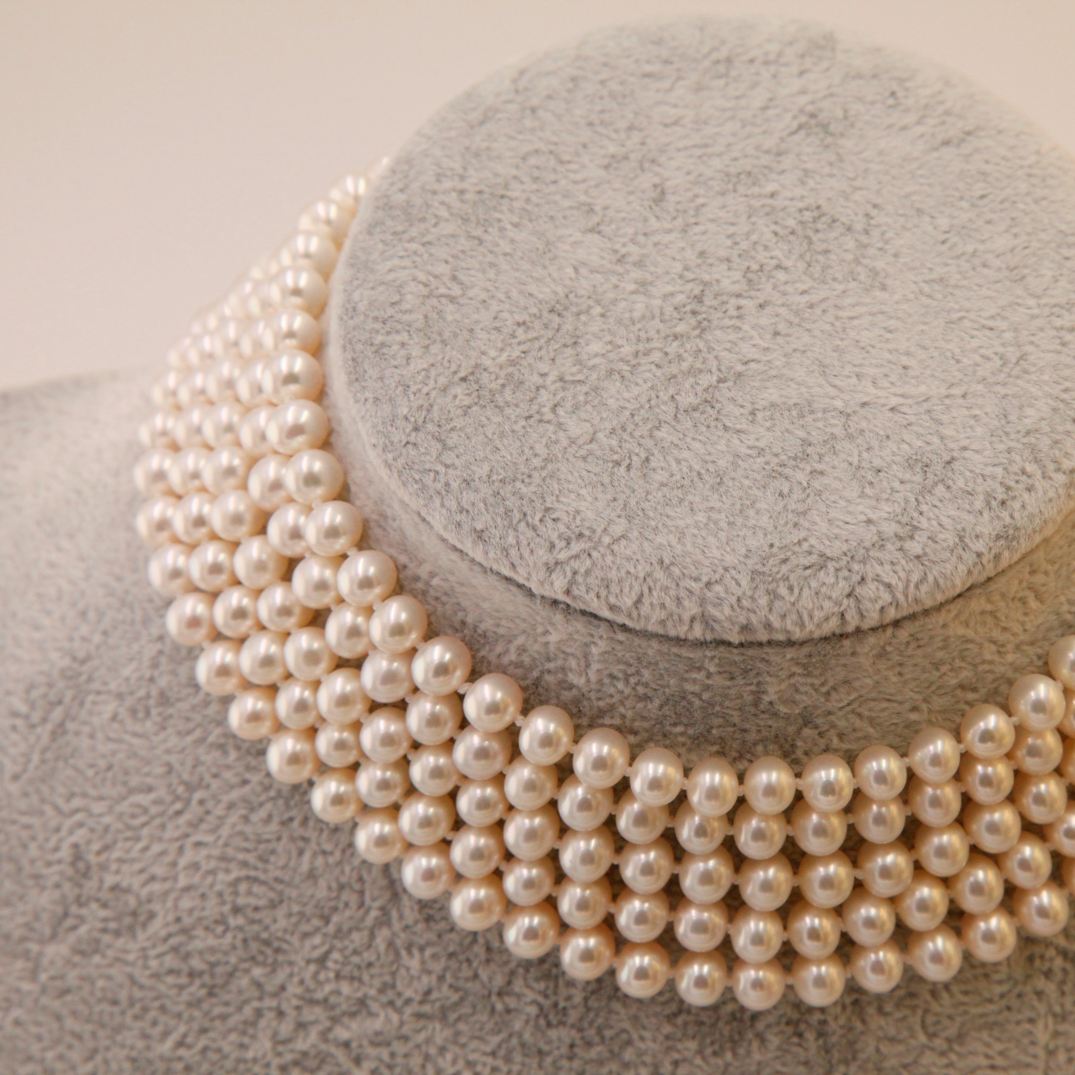 Collar clásico de perla y conjunto de pulsera- blanco